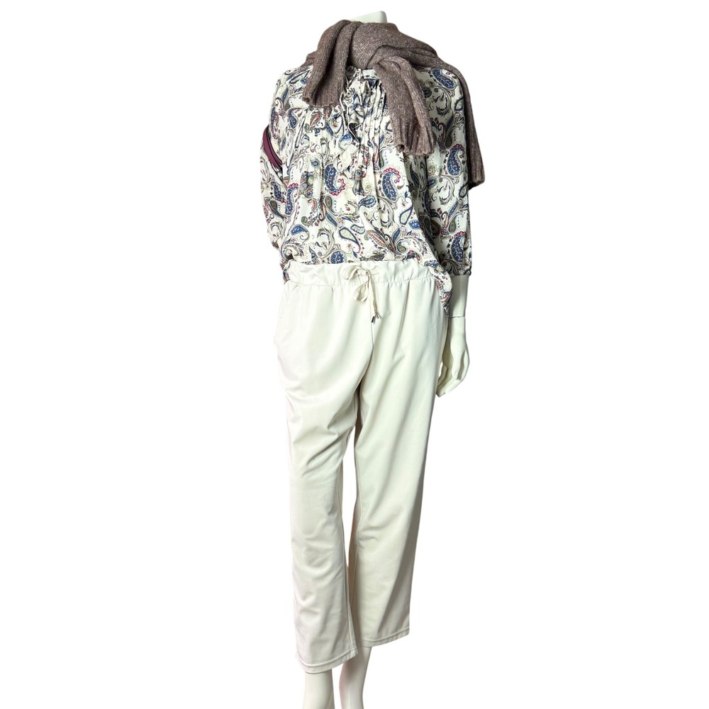 4 Piece Neutral Capsule Outfit Paisley‎ Blouse ~ Cozy Minimalism Elevated Casual